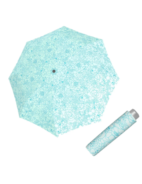 Obrázek z DOPPLER Mini Light Giardino blue - dámský skládací deštník modrá 