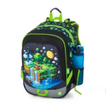 Obrázek z Bagmaster ALFA 26 B školní tříkomorový batoh – kostičkový svět Vícebarevná 23 l 