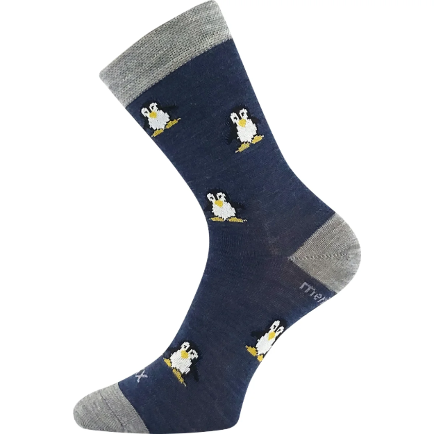 Obrázek z VOXX Ponožky dětské slabé z merino PENGUINIK s ionty stříbra JEANS 