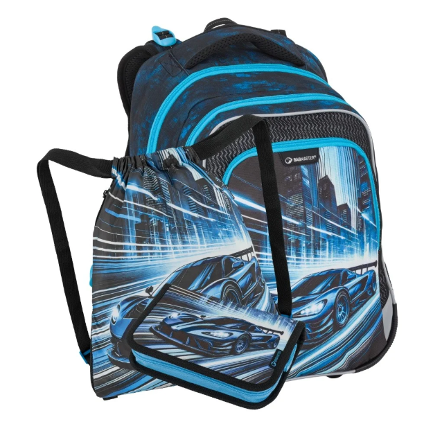 Obrázek z Bagmaster LUMI 26 C malý školní set pro prvňáčky – auto Modrá 25 l 