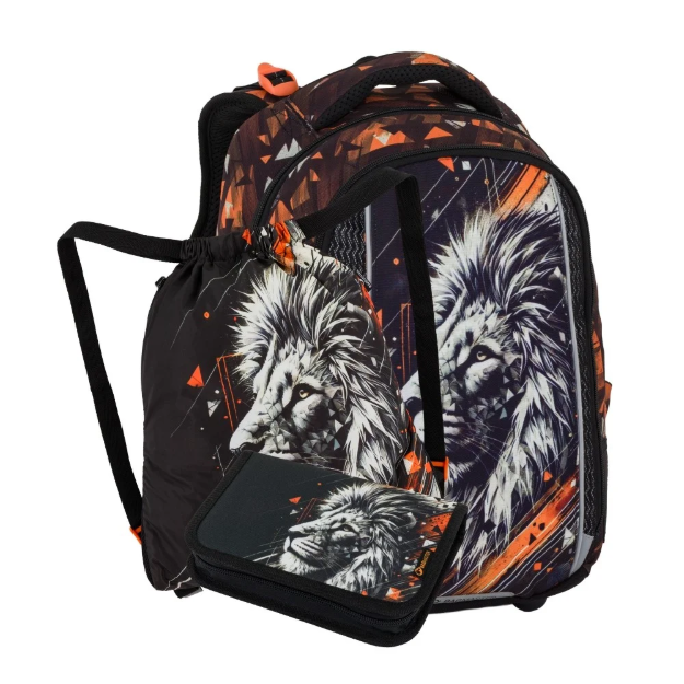 Obrázek z Bagmaster VEGA 26 A malý školní set pro prvňáčky – lev Oranžová 22 l 
