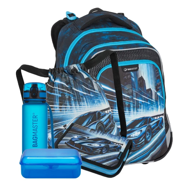 Obrázek z Bagmaster LUMI 26 C velký školní set pro prvňáčky – auto Modrá 25 l 