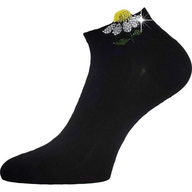 Obrázek z LONKA Ponožky dámské elegantní FLITANA 02 s kamínky ČERNÉ (3 páry) 