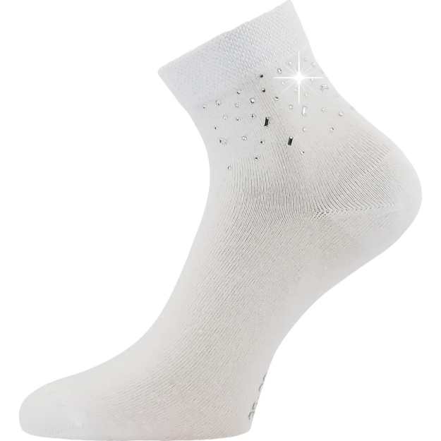 Obrázek z LONKA Ponožky dámské elegantní FLITANA 03 s kamínky BÍLÉ (3 páry) 