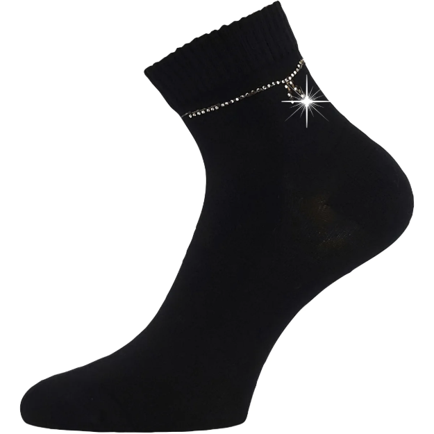 Obrázek z LONKA Ponožky dámské elegantní FLITANA 05 s kamínky ČERNÉ (3 páry) 