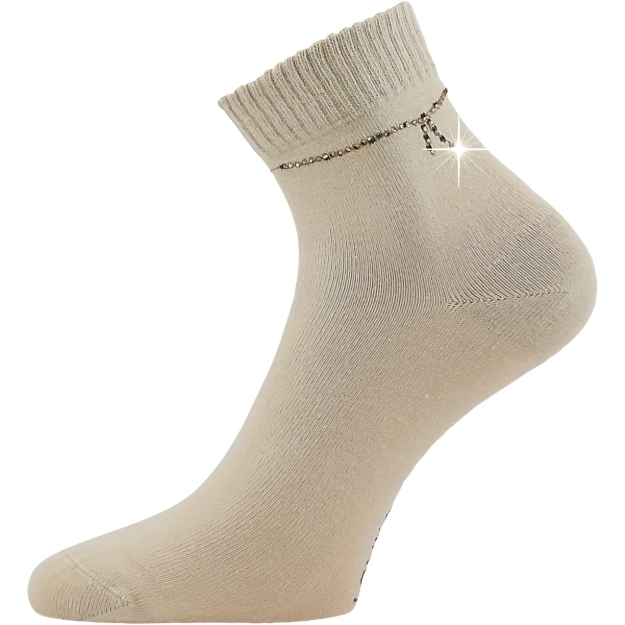 Obrázek z LONKA Ponožky dámské elegantní FLITANA 05 s kamínky BÉŽOVÉ (3 páry) 