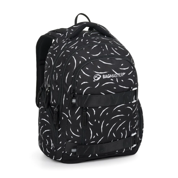 Obrázek z Bagmaster NOMAD 25 A studentský batoh – černo-bílý Černá 30 l 