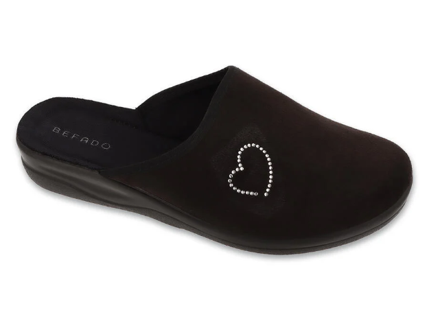 Obrázek z BEFADO 551D015 pantofle HOME GO černé srdce 