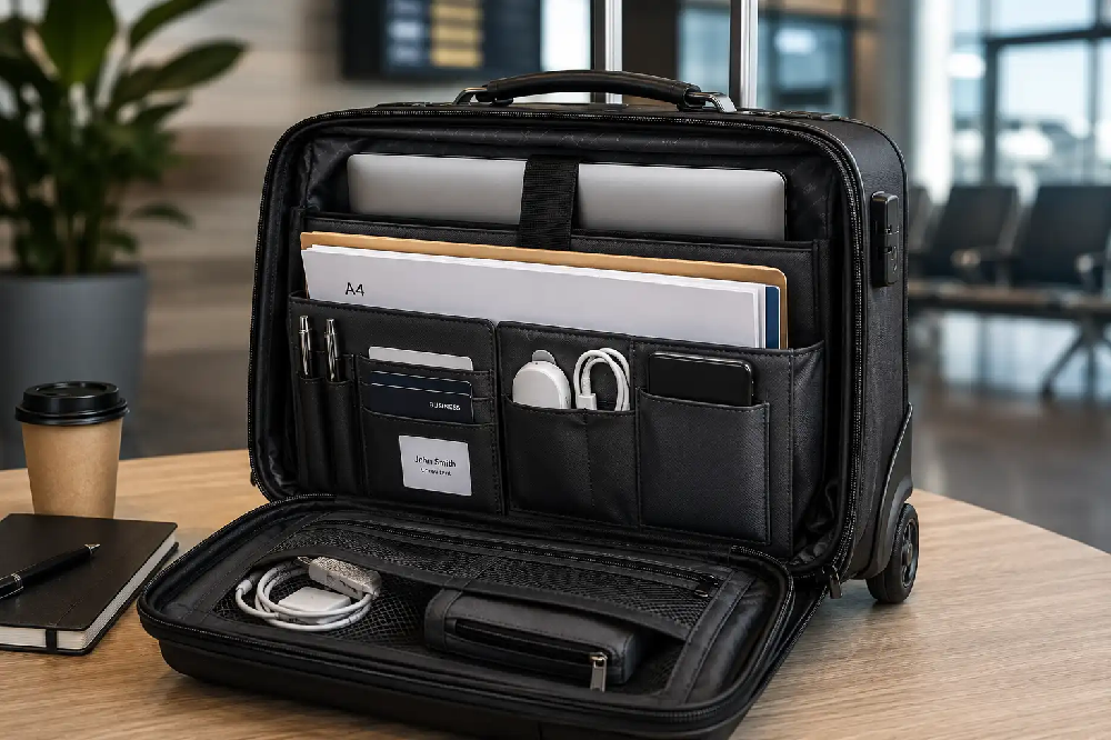 Pilotní kufr s přihrádkou na notebook a organizací dokumentů