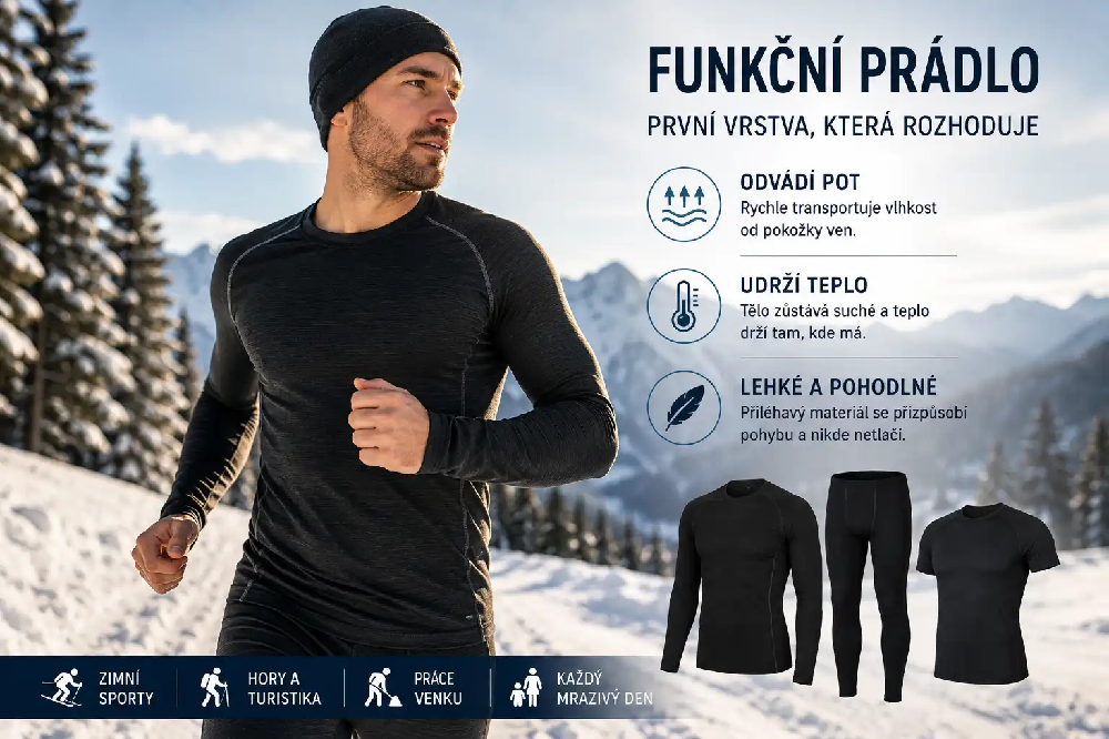 Funkční prádlo jako první vrstva pro zimní sporty a práci venku