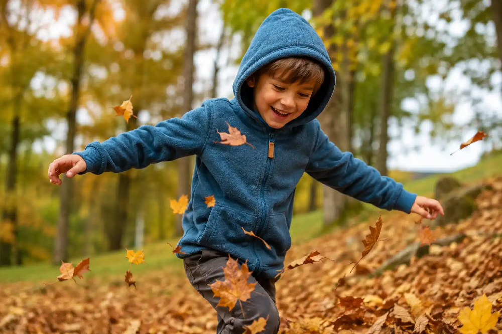 Dětská mikina s kapucí jako druhá vrstva na podzim